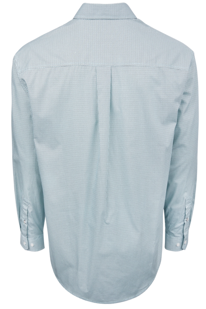 Cinch Button-Front Shirt - Blue Geometric