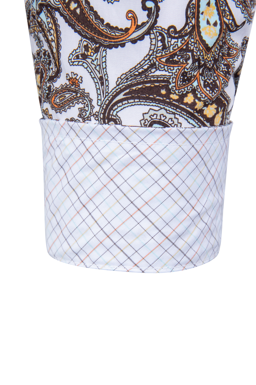Cinch Paisley Button-Front Shirt - White