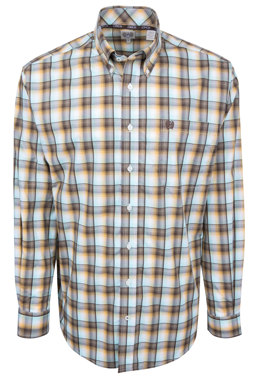 Cinch Plaid Button-Front Shirt - Multi