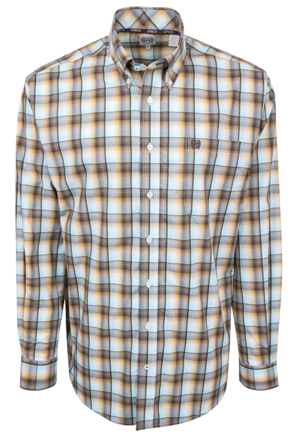 Cinch Plaid Button-Front Shirt - Multi