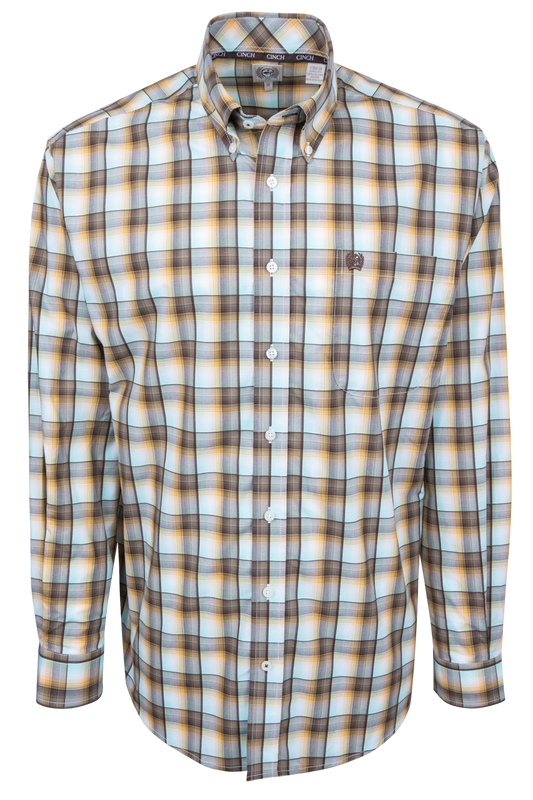 Cinch Plaid Button-Front Shirt - Multi