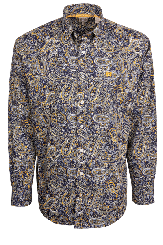 Cinch Paisley Button-Front Shirt - Royal