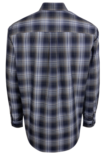 Cinch Plaid Button-Front Shirt - Navy