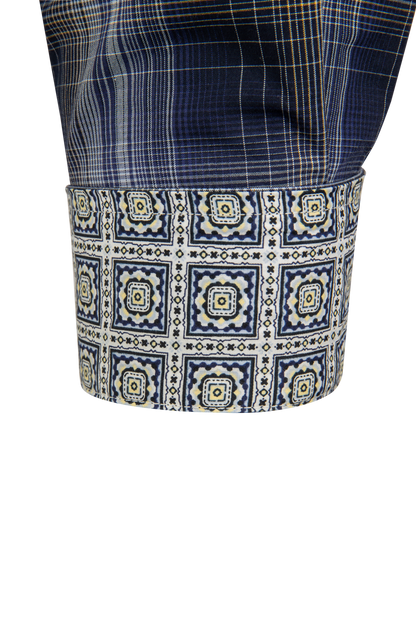 Cinch Plaid Button-Front Shirt - Navy