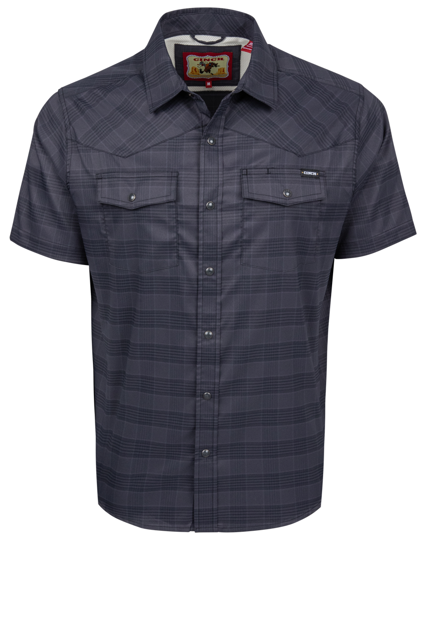 Cinch Arena Flex Camp Shirt - Black Plaid