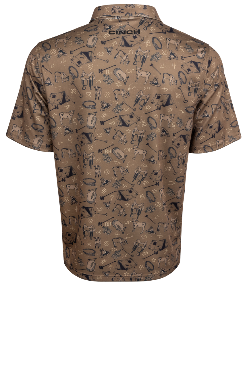 Cinch Arena Flex Polo Shirt - Brown