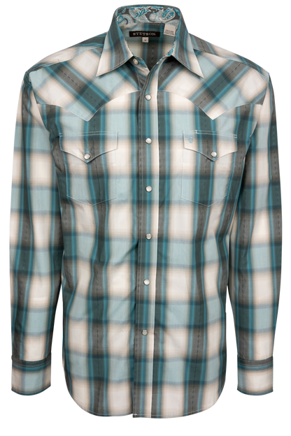 Stetson Men's Plaid Snap Front Shirt - Bluebird