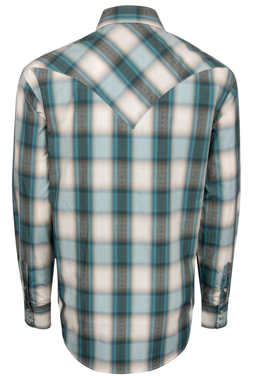 Stetson Men's Plaid Snap Front Shirt - Bluebird
