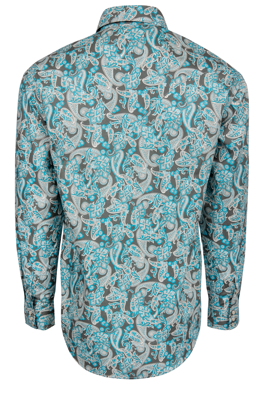 Stetson Men's Paisley Snap Front Shirt - Turquoise