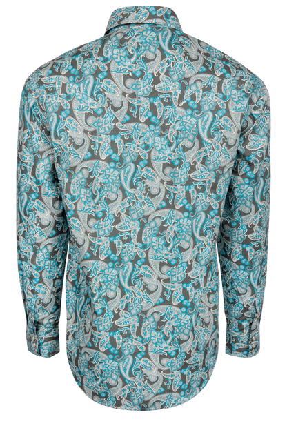 Stetson Men's Paisley Snap Front Shirt - Turquoise