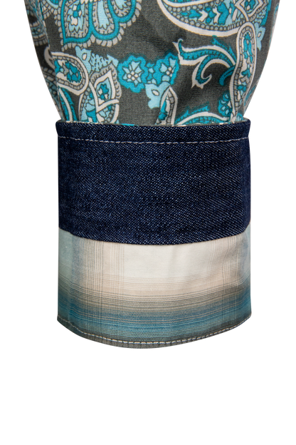 Stetson Men's Paisley Snap Front Shirt - Turquoise