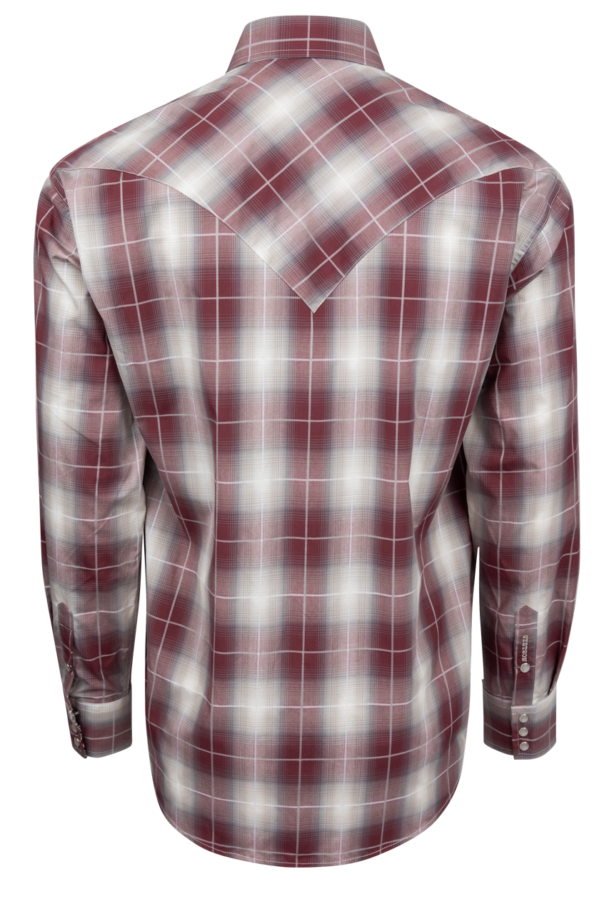 Stetson Men's Ombre Plaid Snap Front Shirt - Wine