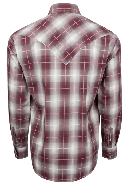 Stetson Men's Ombre Plaid Snap Front Shirt - Wine