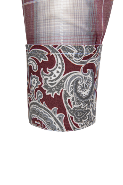 Stetson Men's Ombre Plaid Snap Front Shirt - Wine