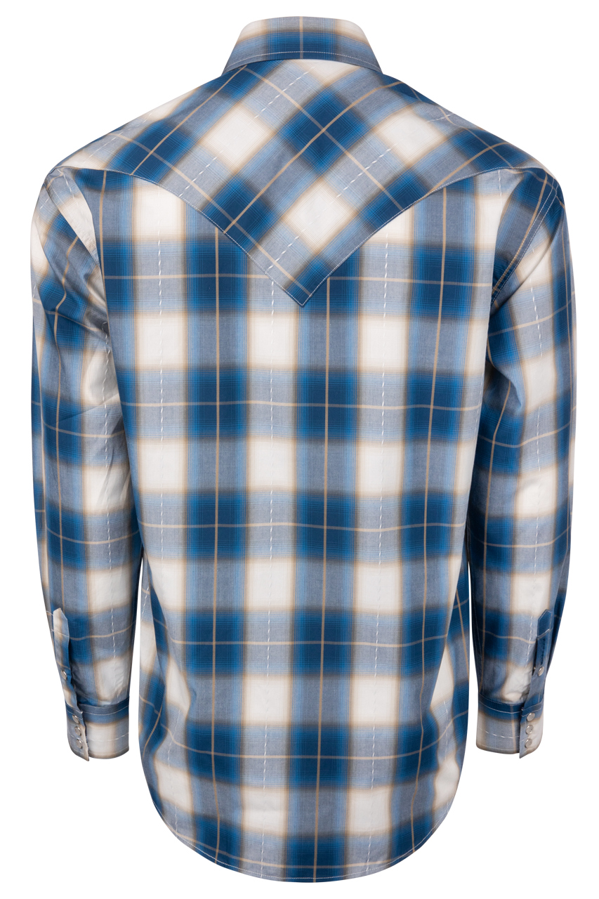Stetson Men's Azure Ombre Plaid Snap Shirt