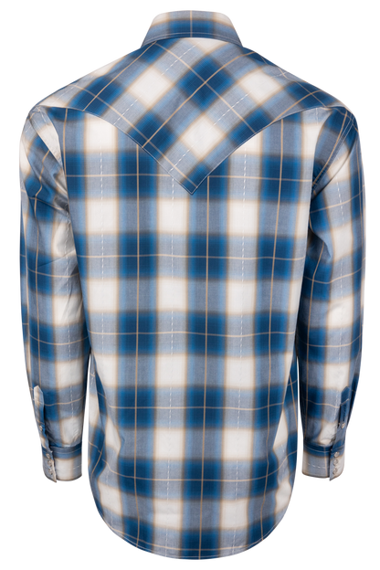 Stetson Men's Azure Ombre Plaid Snap Shirt