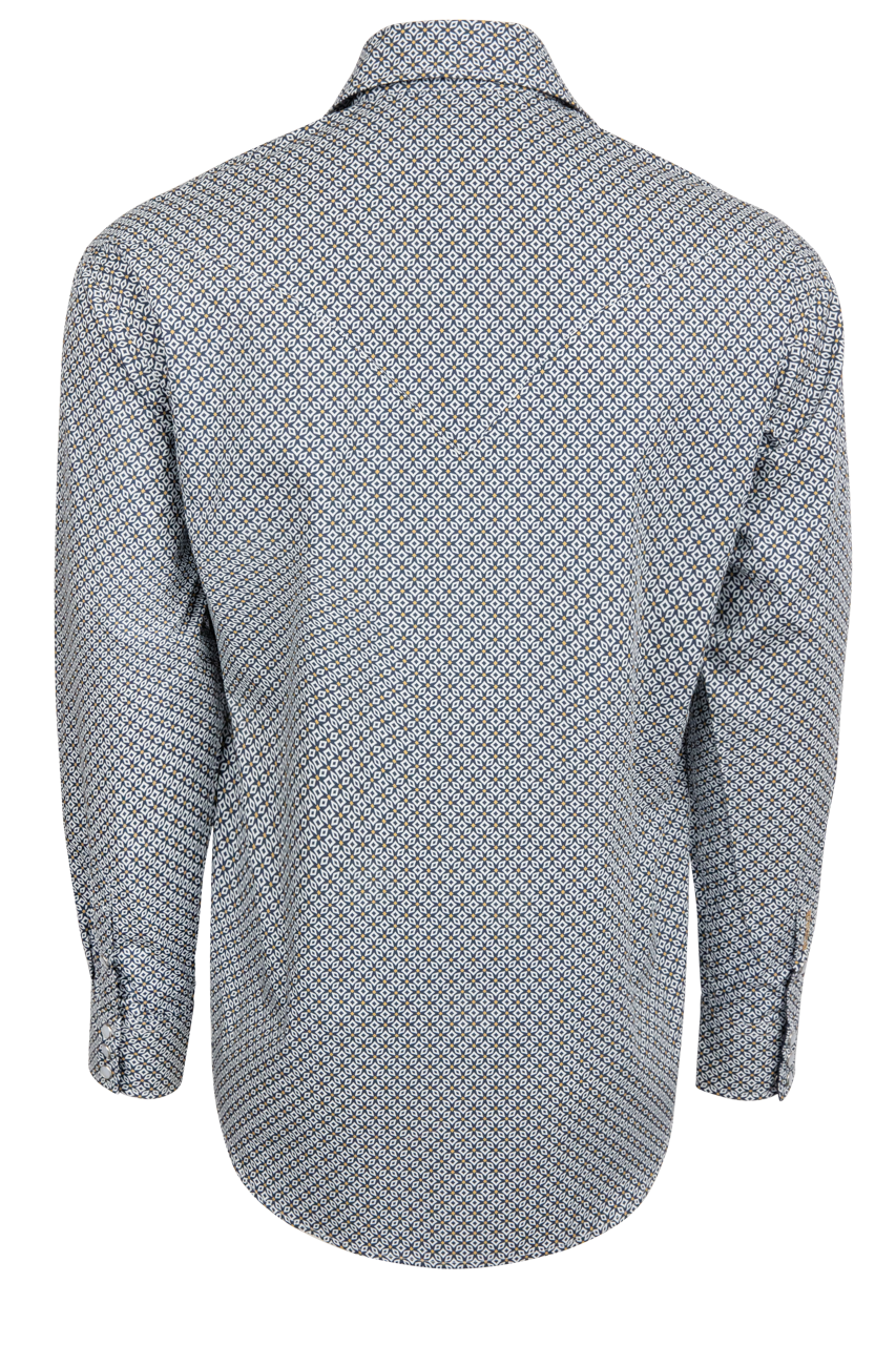 Stetson Men's Geo Print Snap Front Shirt - Navy