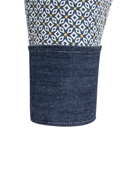 Stetson Men's Geo Print Snap Front Shirt - Navy