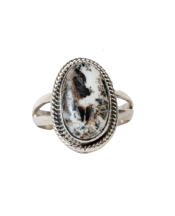 Sterling Silver Ring with White Buffalo by M. Begay