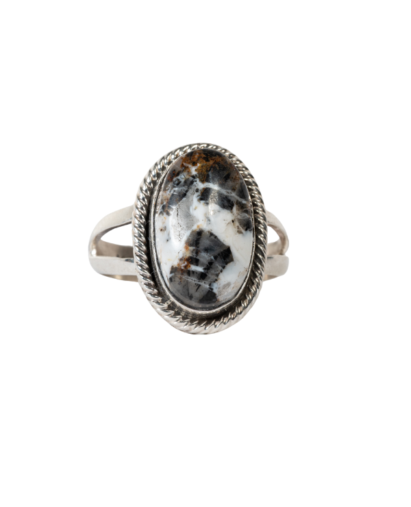 Sterling Silver Ring with White Buffalo by M. Begay