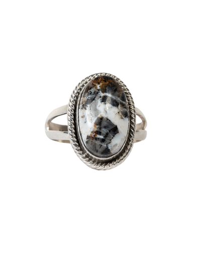 Sterling Silver Ring with White Buffalo by M. Begay