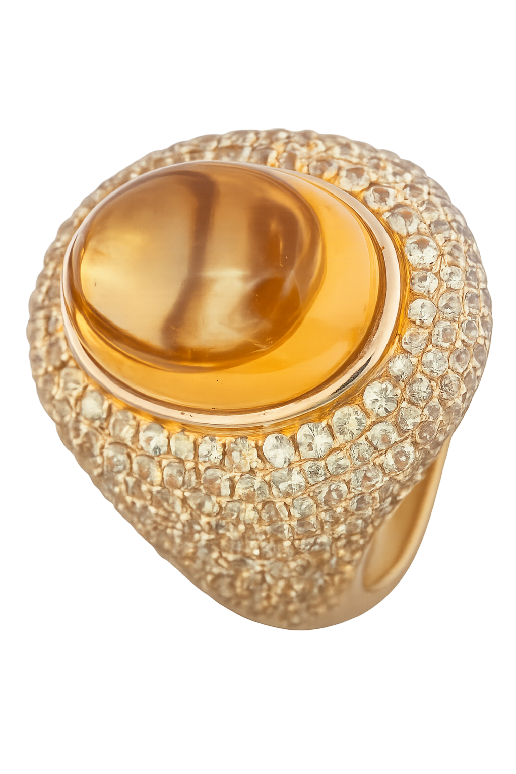 Yellow Sapphire & Diamond Dome Statement Ring