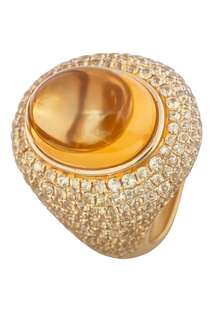 Yellow Sapphire & Diamond Dome Statement Ring
