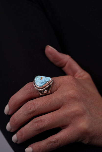 Engraved Navajo Turquoise Ring