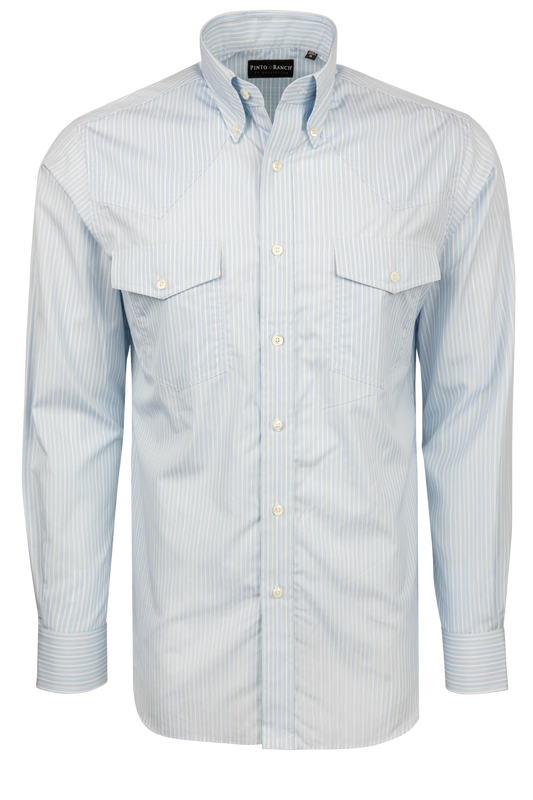 Pinto Ranch YY Collection Button-Front Shirt - Blue Stripe