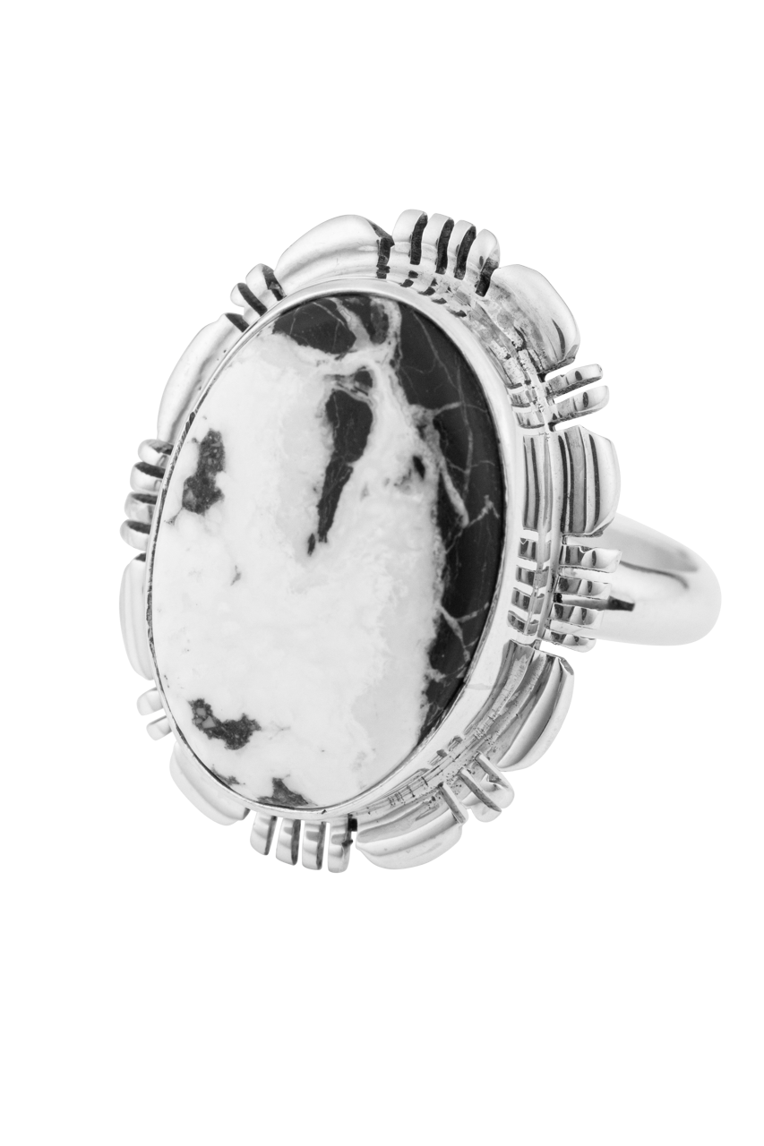 Sterling Silver White Buffalo Gemstone Ring