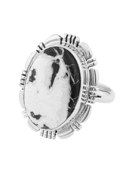 Sterling Silver White Buffalo Gemstone Ring