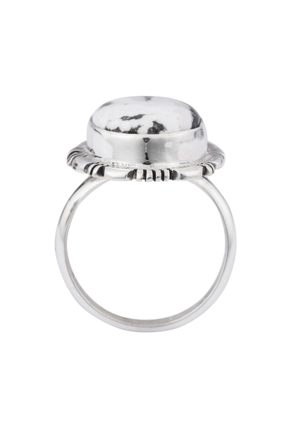 Sterling Silver White Buffalo Gemstone Ring