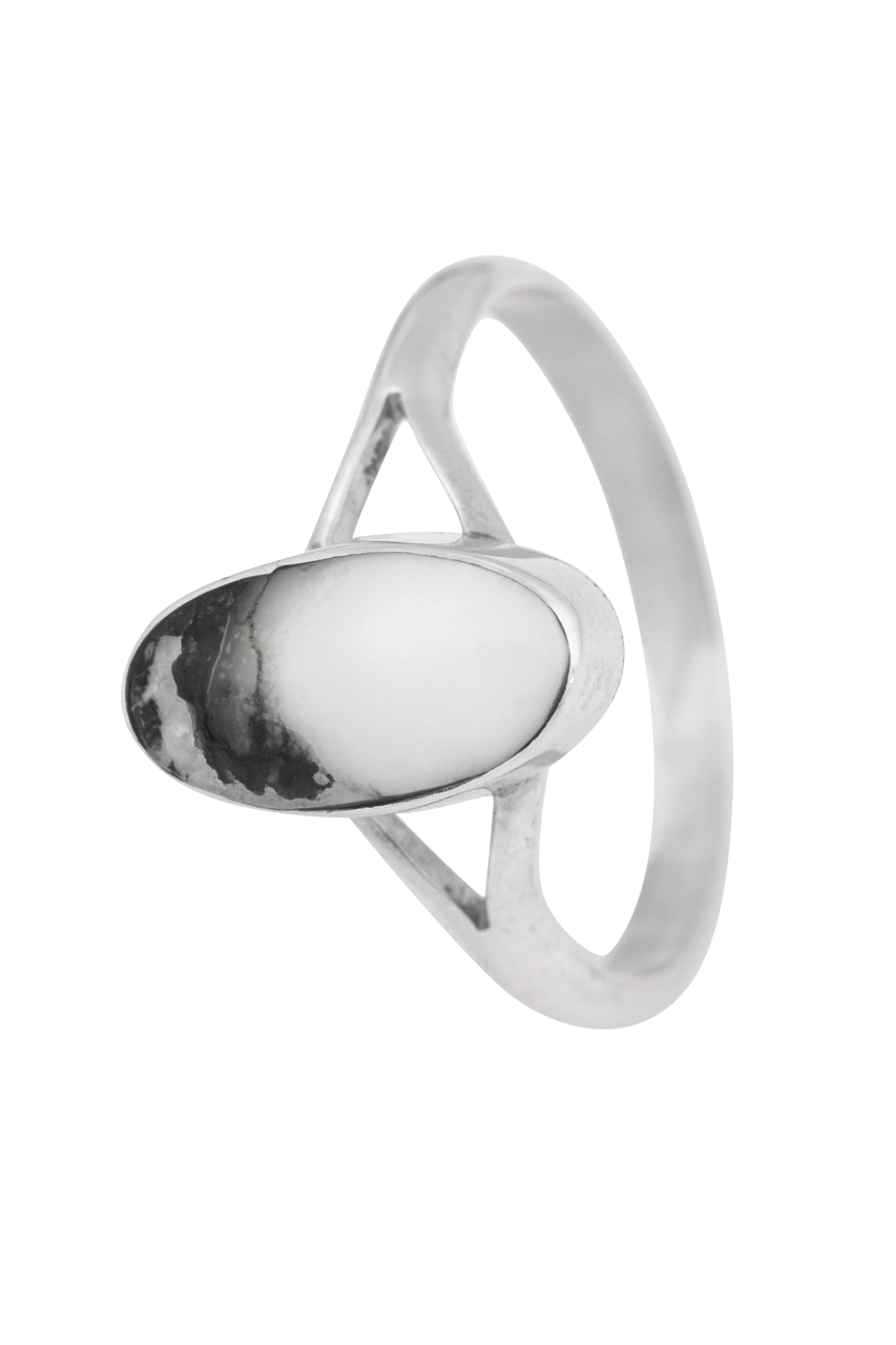 Sterling Silver White Buffalo Oval Ring