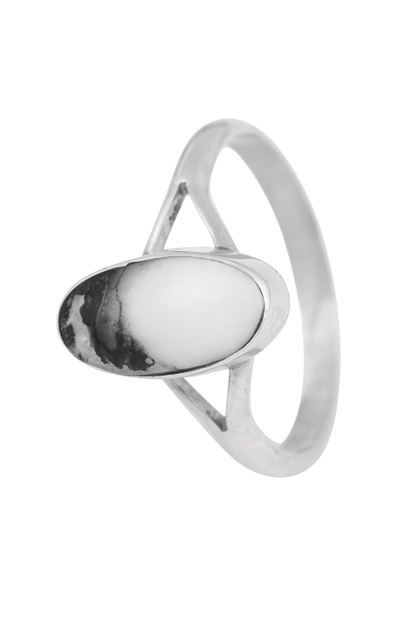 Sterling Silver White Buffalo Oval Ring