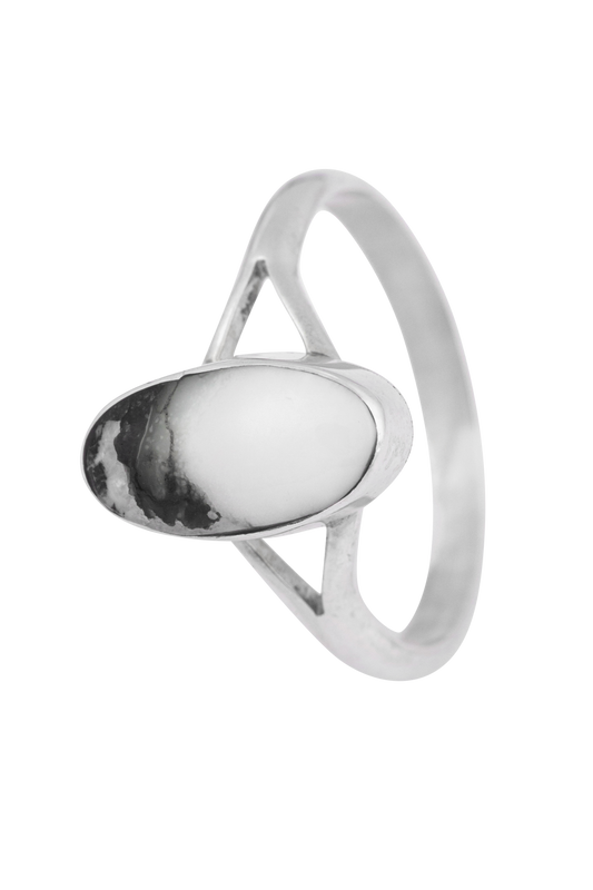Sterling Silver White Buffalo Oval Ring