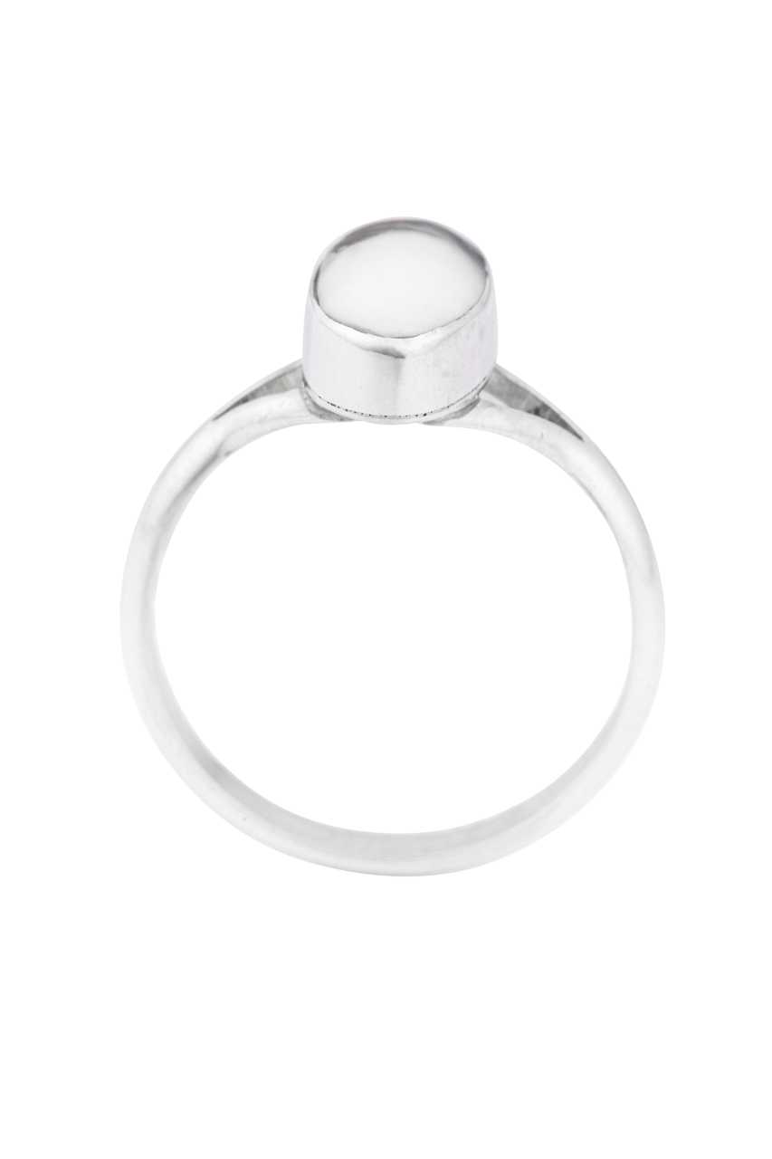 Sterling Silver White Buffalo Oval Ring