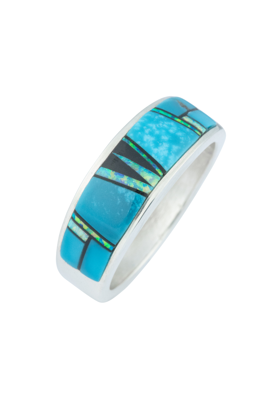 Kingman Turquoise & Opal Inlay Ring