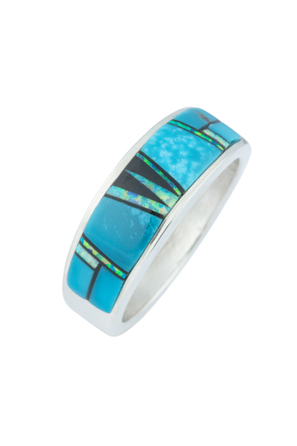 Kingman Turquoise & Opal Inlay Ring