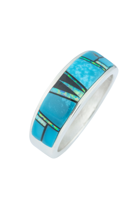Kingman Turquoise & Opal Inlay Ring