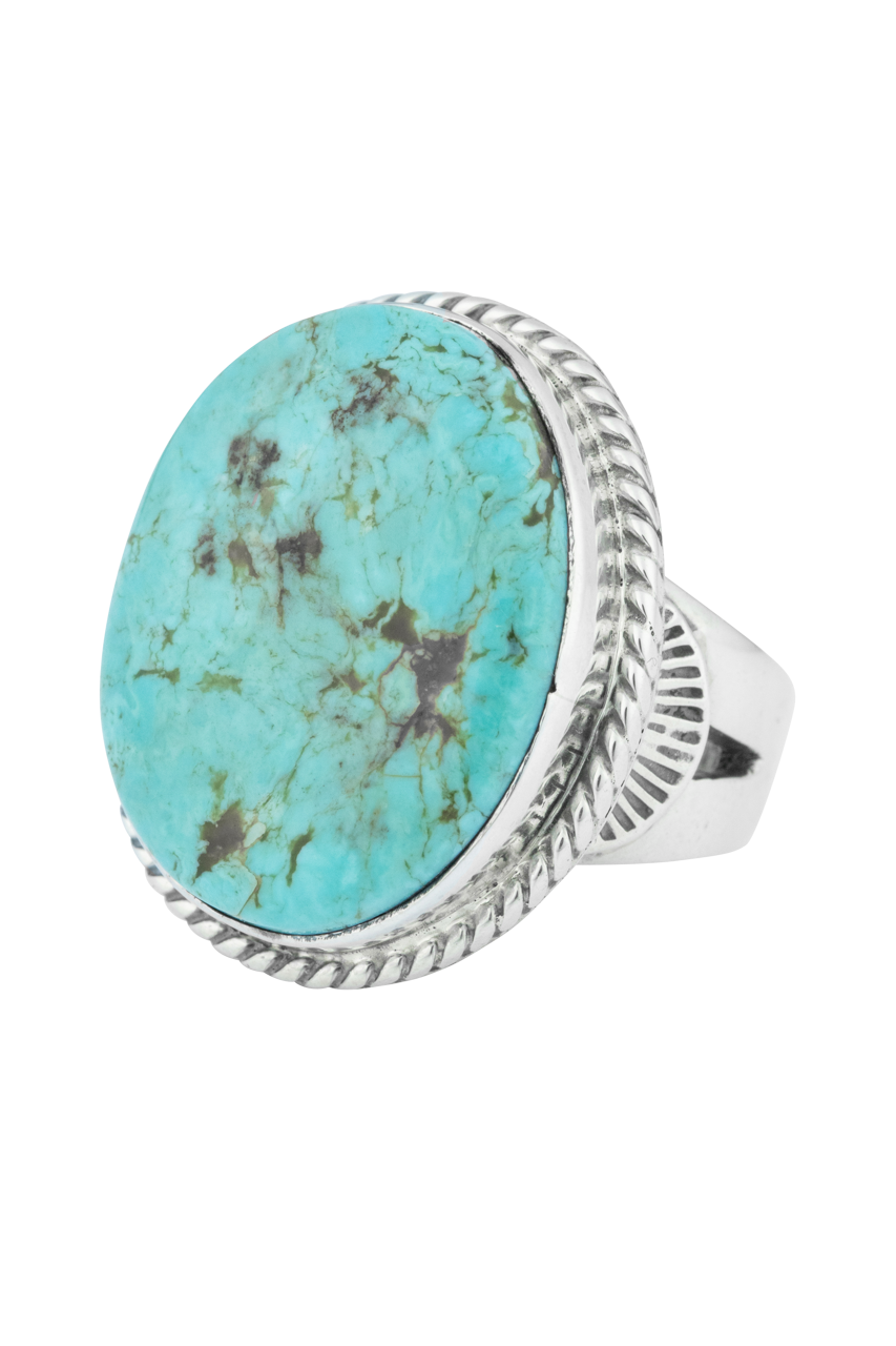 Sterling Silver Round Kingman Turquoise Ring
