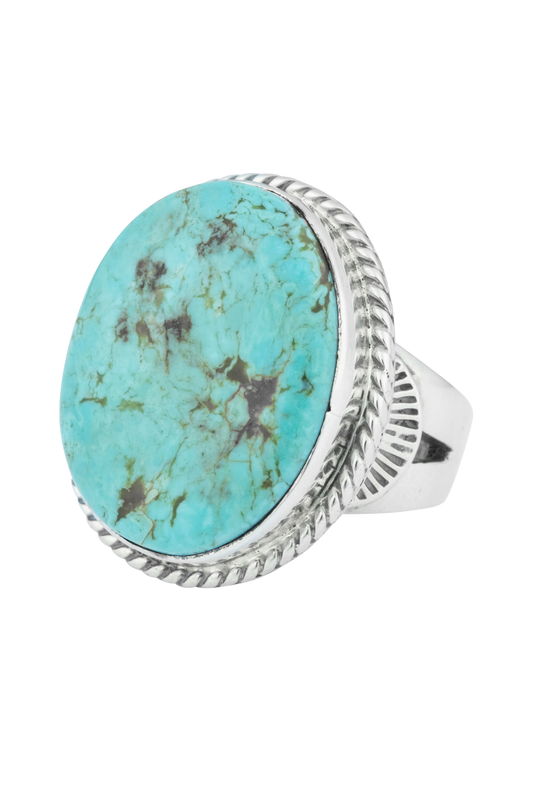 Sterling Silver Round Kingman Turquoise Ring