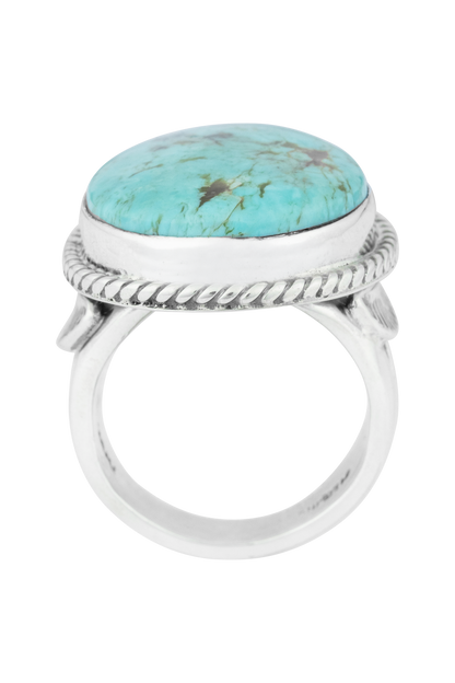 Sterling Silver Round Kingman Turquoise Ring
