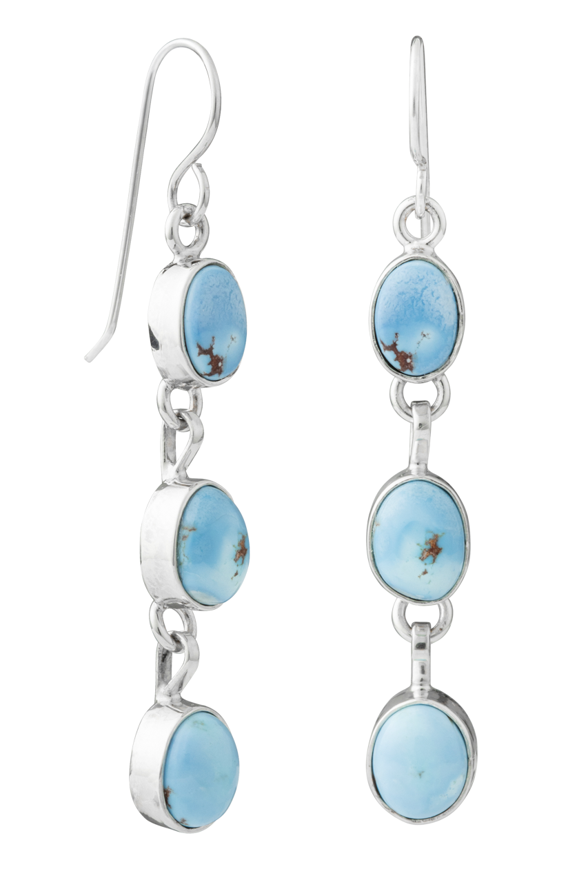Sterling Silver Turquoise 3-Drop Earrings