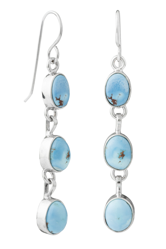 Sterling Silver Turquoise 3-Drop Earrings
