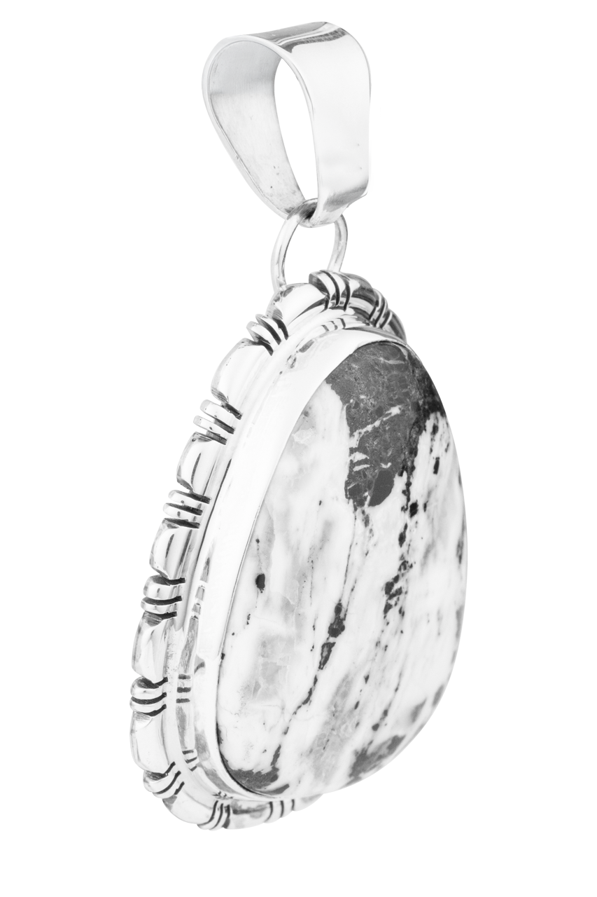 Sterling Silver Large White Buffalo Pendant