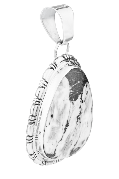 Sterling Silver Large White Buffalo Pendant