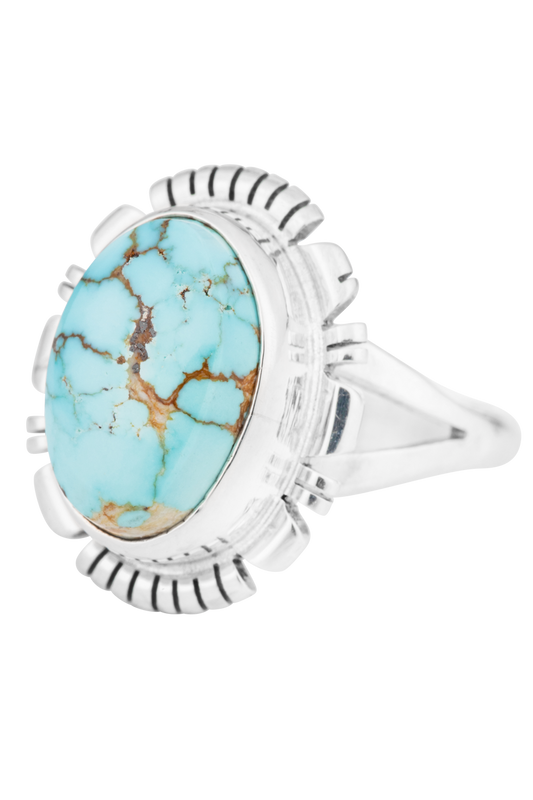 Sterling Silver Small Oval Kingman Turquoise Ring