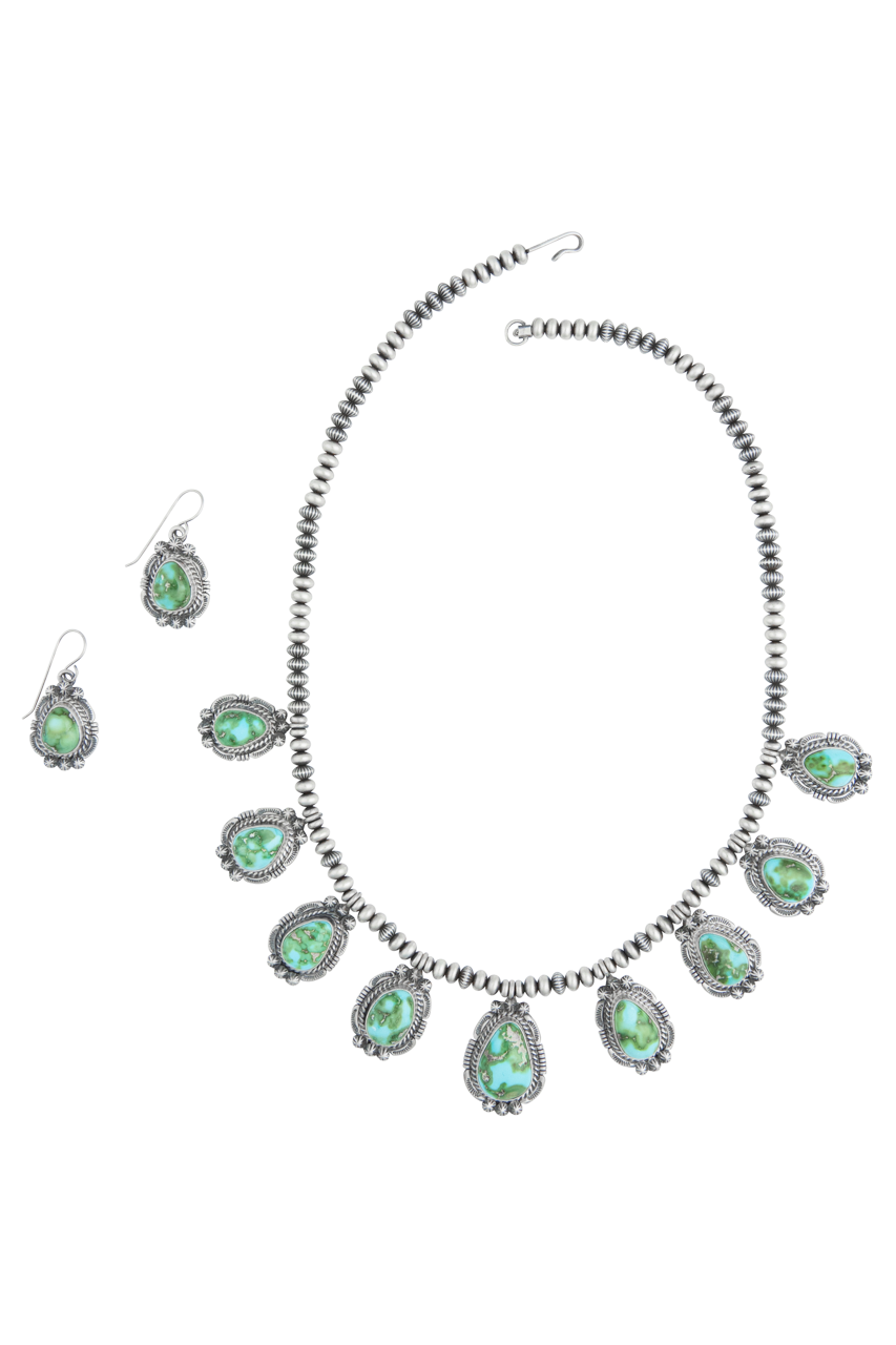 Sterling Silver Navajo Pearl Necklace & Earring Set