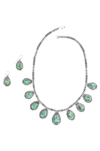 Sterling Silver Navajo Pearl Necklace & Earring Set