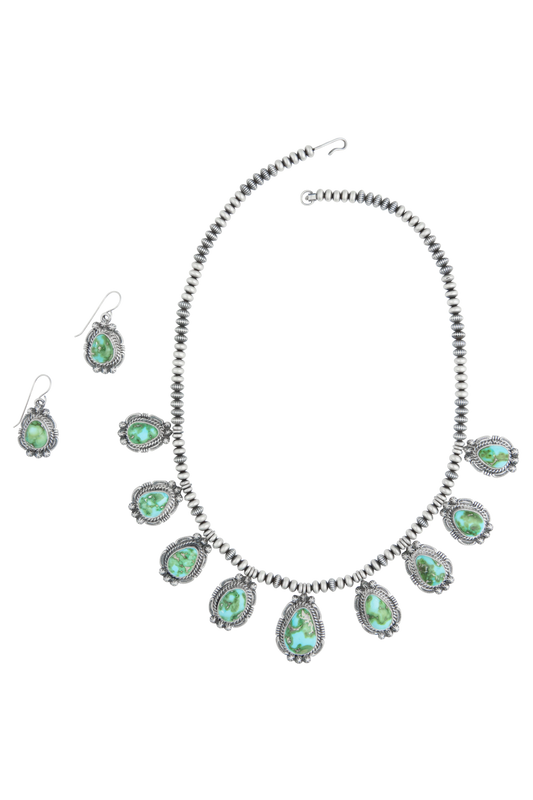 Sterling Silver Navajo Pearl Necklace & Earring Set